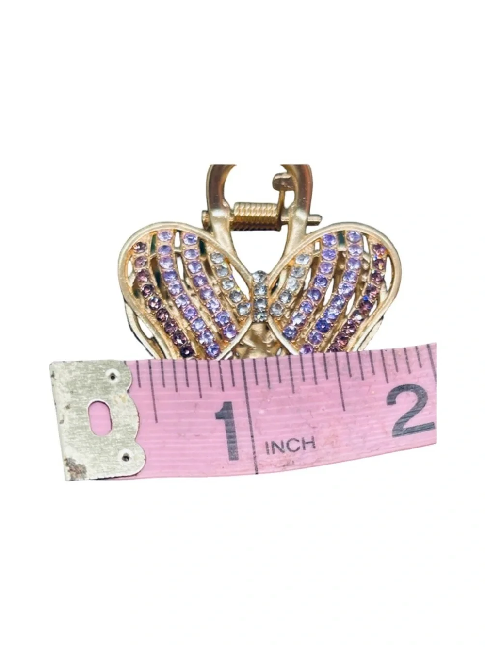 Gold Butterfly Hair Clip with Purple and Pink Crystals FINAL PRICE DROP
